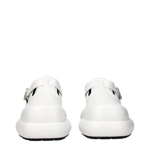 Jil Sander White Leather Slip-On Loafers