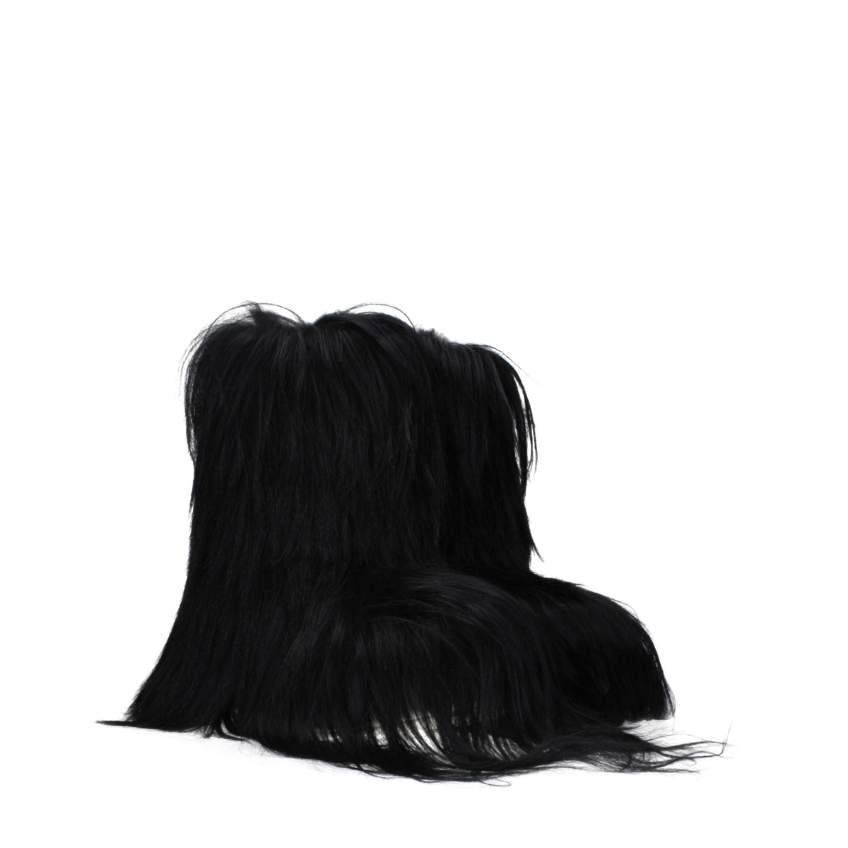 Rick Owens Black Fur Ankle Boots