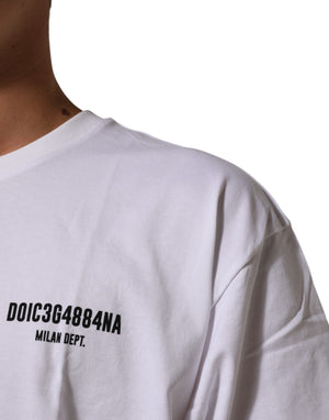 Dolce & Gabbana White Cotton Logo Print Crew Neck T-shirt