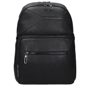 Piquadro Black Leather Backpack