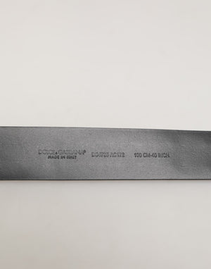 Dolce & Gabbana Black Calf Leather Studded Silver Buckle Belt