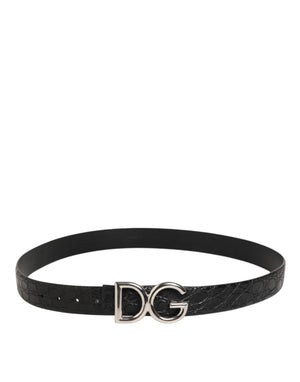 Dolce & Gabbana Black Exotic Leather DG Logo Buckle Belt