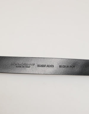 Dolce & Gabbana Black Leather Studded Silver-Tone Buckle Belt