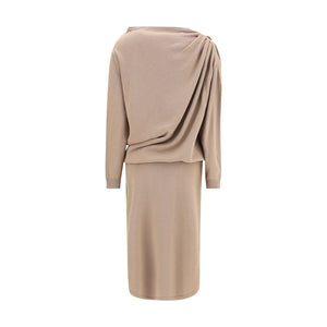 Fabiana Filippi Beige Fleece Wool Casual Dress