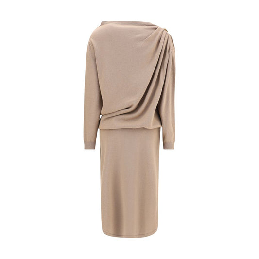 Fabiana Filippi Beige Fleece Wool Casual Dress