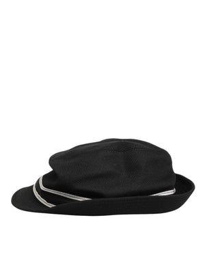 Dolce & Gabbana Black Cotton Polka Dot Lining Fedora Men Hat
