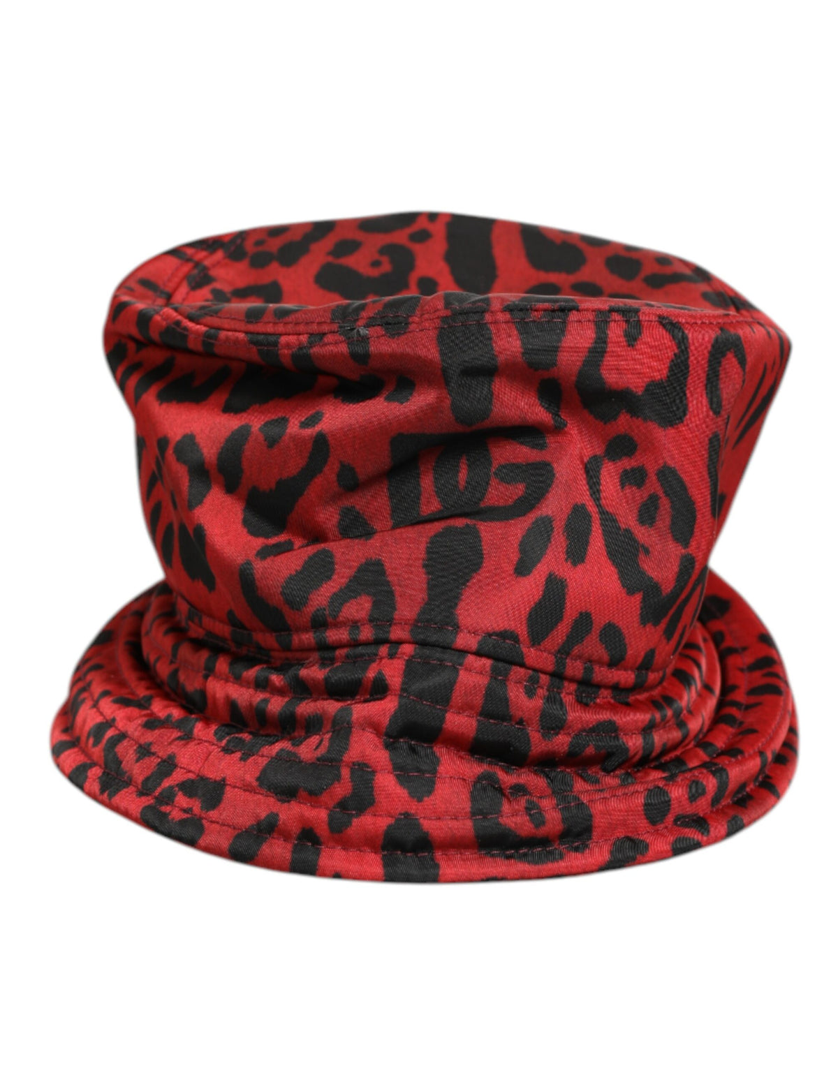 Dolce & Gabbana Red Black Nylon Leopard Print Bucket Men Cap Hat