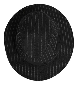 Dolce & Gabbana Black Striped Virgin Wool Men Fedora Capello Hat