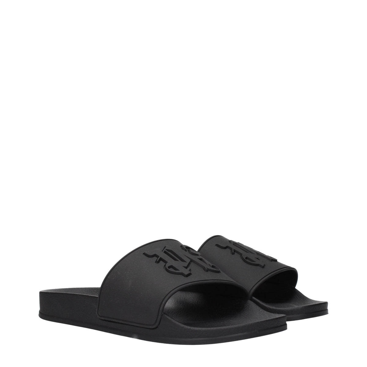 Palm Angels Black Cotton Slippers