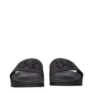 Palm Angels Black Cotton Slippers