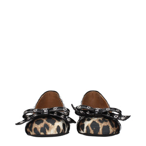 Ganni Brown Fabric Ballet Flats
