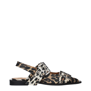 Ganni Brown Fabric Flat Sandals