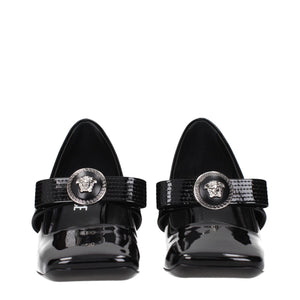 Versace Black Leather Mid Heel Pumps