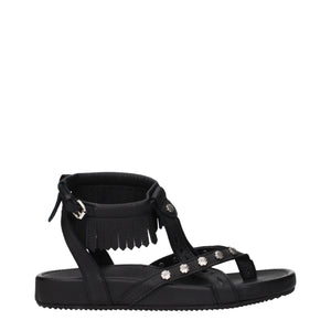 Isabel Marant Black Leather Flat Sandals