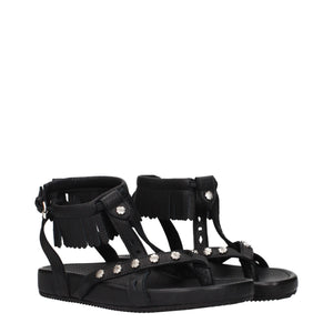 Isabel Marant Black Leather Flat Sandals