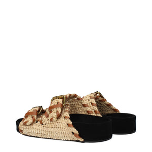 Isabel Marant Beige Raffia Slippers