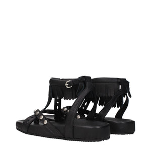 Isabel Marant Black Leather Flat Sandals