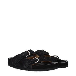 Isabel Marant Black Leather Slippers