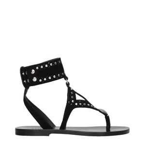 Isabel Marant Black Leather Flip-Flop Sandals