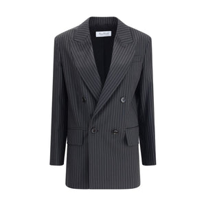 Max Mara Black Fleece Wool Blazer