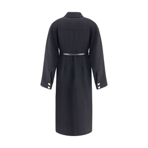 Max Mara Black Fleece Wool Coat