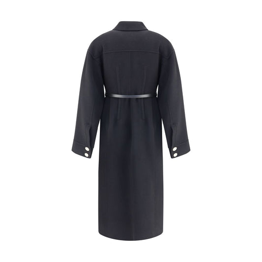 Max Mara Black Fleece Wool Coat