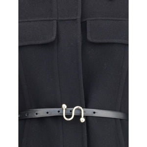 Max Mara Black Fleece Wool Coat