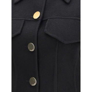 Max Mara Black Fleece Wool Coat