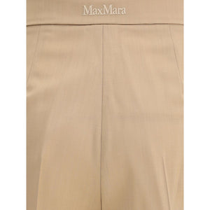 Max Mara Beige Fleece Wool Casual Pants