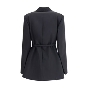 Max Mara Black Fleece Wool Full-Length Jacket