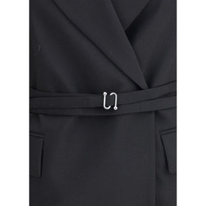 Max Mara Black Fleece Wool Full-Length Jacket