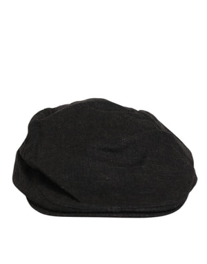 Dolce & Gabbana Black Cotton DG Logo Newsboy Cloth Capello Hat