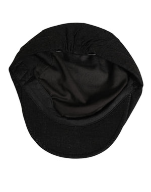 Dolce & Gabbana Black Cotton DG Logo Newsboy Cloth Capello Hat