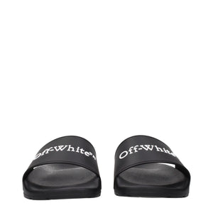 Off-White Black Cotton Slippers
