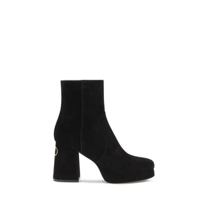 Valentino Garavani Black Calf Leather Bos Taurus Ankle Boots