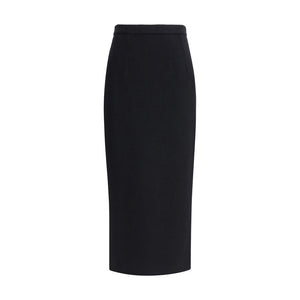 Dolce & Gabbana Black Fleece Wool Long Skirt