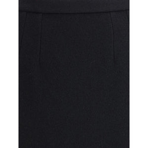 Dolce & Gabbana Black Fleece Wool Long Skirt
