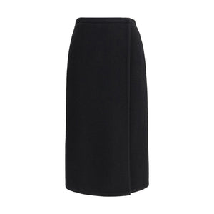 RIER Black Fleece Wool Long Skirt