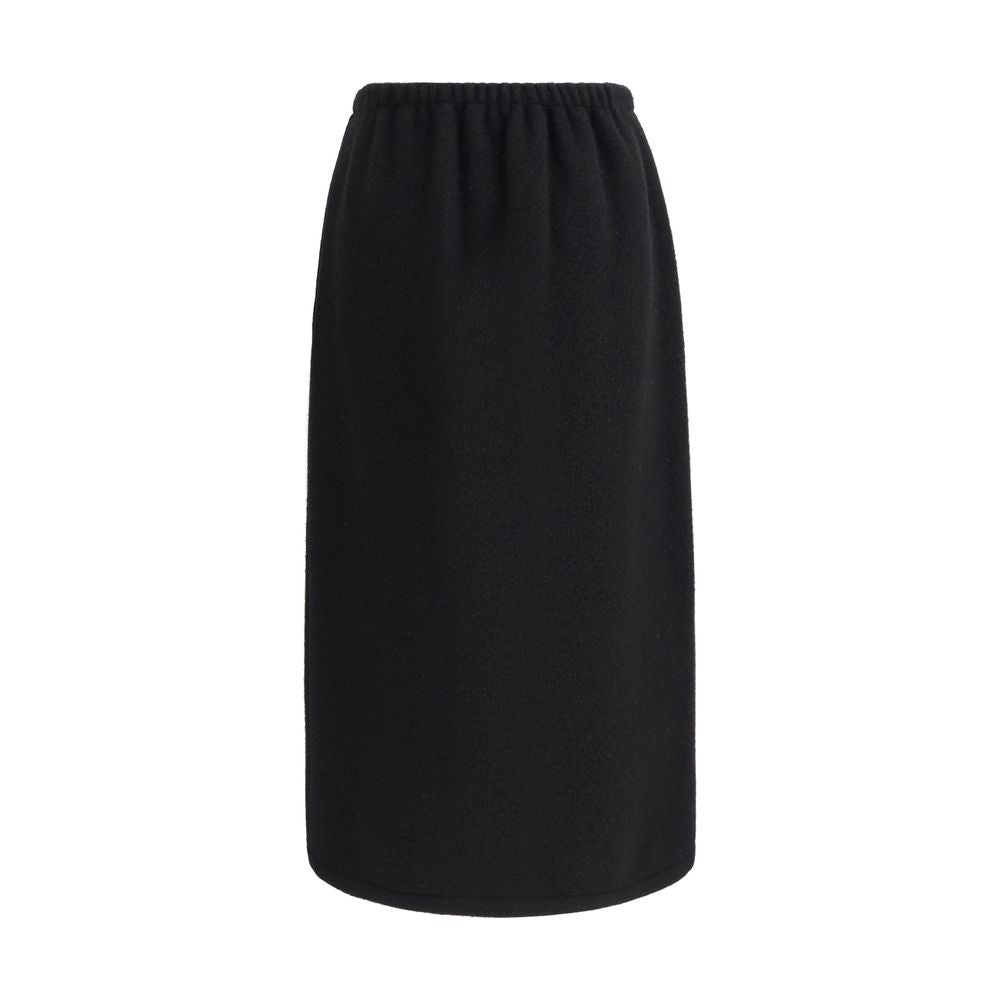 RIER Black Fleece Wool Long Skirt