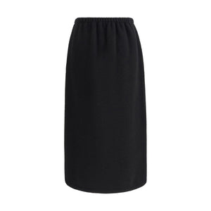 RIER Black Fleece Wool Long Skirt