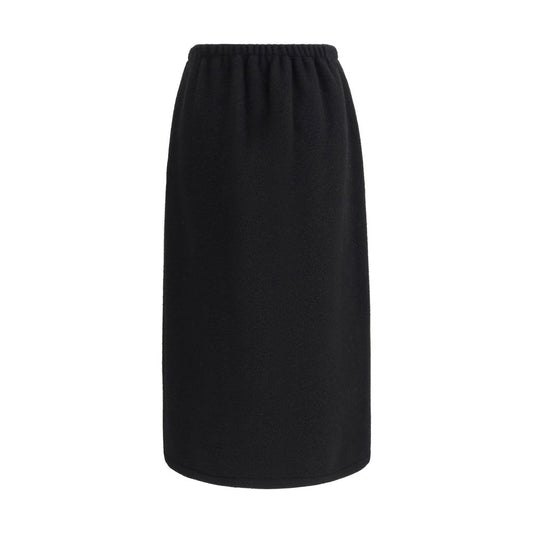 RIER Black Fleece Wool Long Skirt