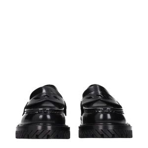 Off-White Black Leather Slip-On Loafers