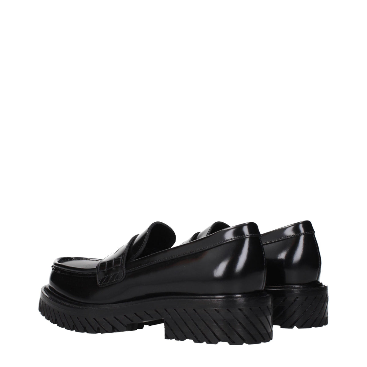 Off-White Black Leather Slip-On Loafers