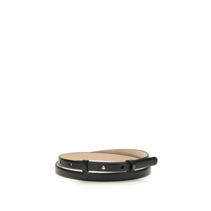 SA SU PHI Black Leather Thin Belt
