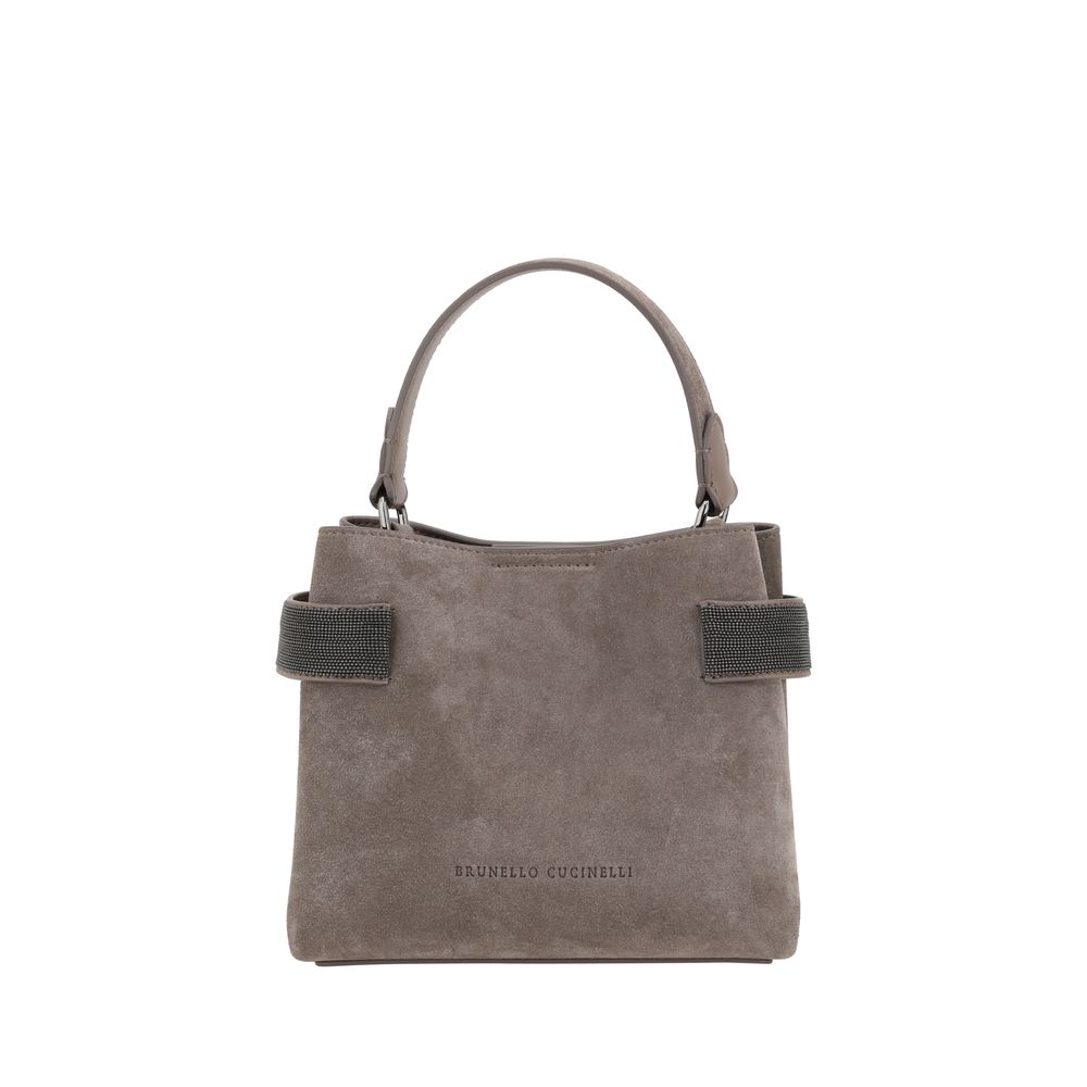 Brunello Cucinelli Brown Calf Leather Bos Taurus Shoulder Bag
