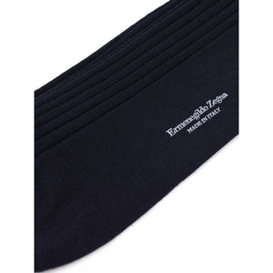 ZEGNA Navy Blue Wool Socks