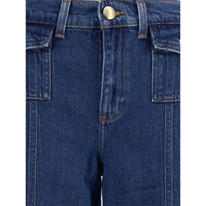 7FOR Blue Cotton High-Waisted Jean