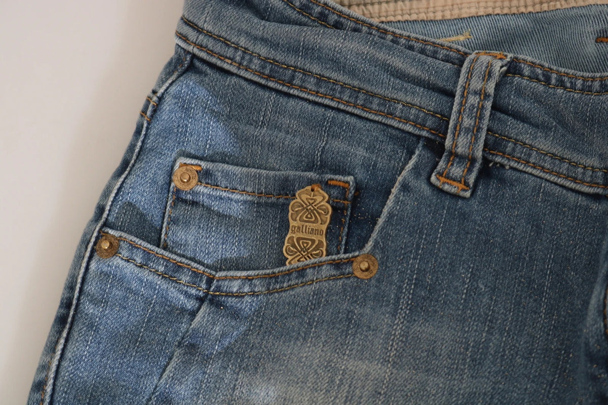 John Galliano Blue Washed Mid Waist Skinny Casual Denim Pants