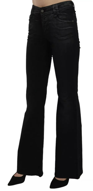 John Galliano Black Washed High Waist Flared Denim Casual Pants Jeans