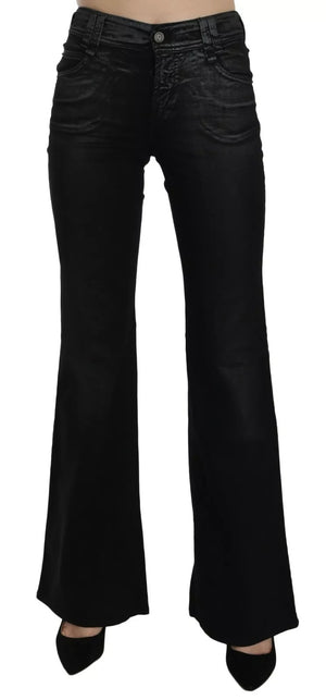 John Galliano Black Washed High Waist Flared Denim Casual Pants Jeans